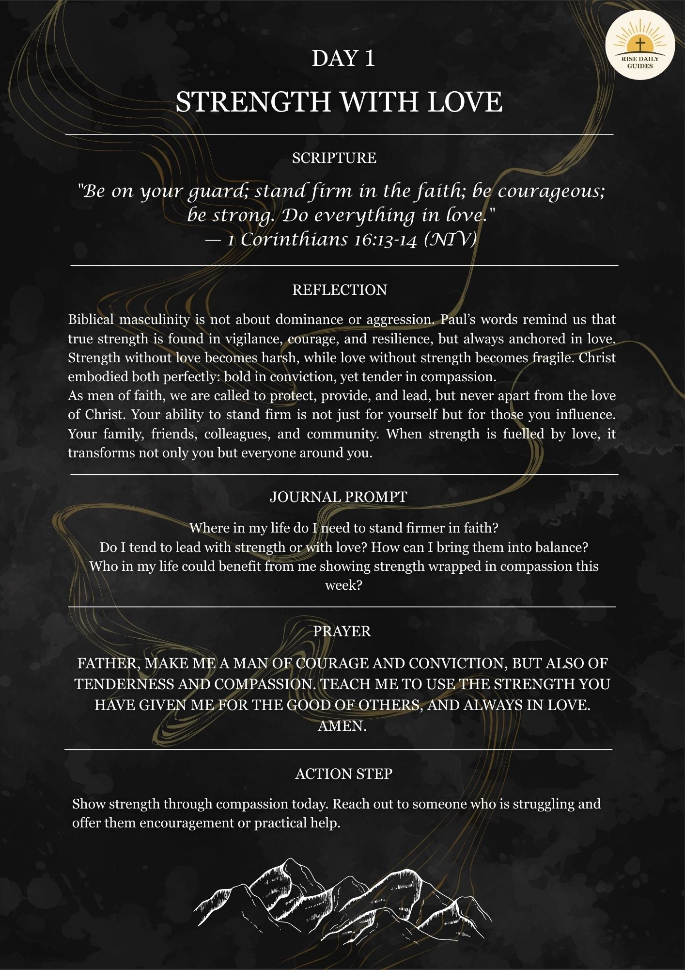 Meditative page with text on a dark background