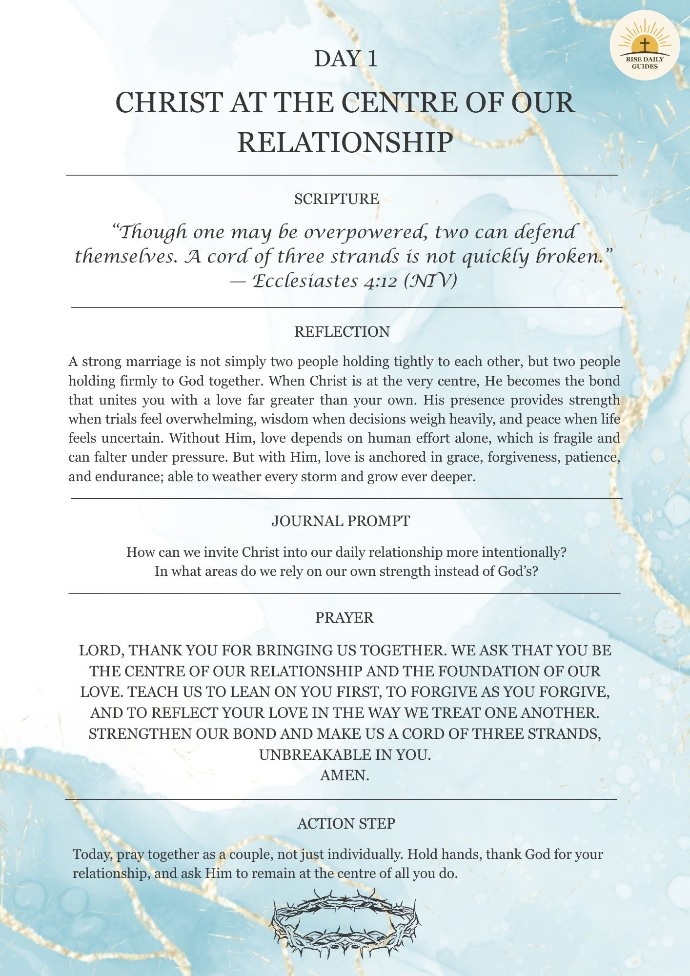 Educational material on a religious theme with text and map design.