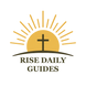 Rise Daily Guides Logo: Sunrise and Cross